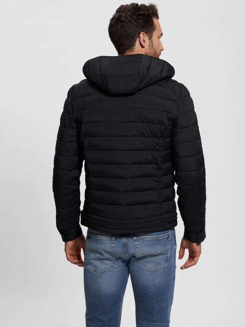 Guess Eco Tech-Stretch Hooded Jacket - Black