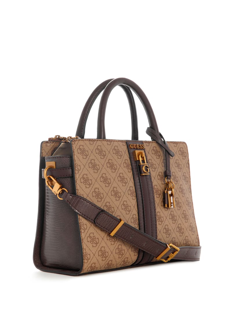 Guess Ginevra Logo Elite Society Satchel - Latte Logo