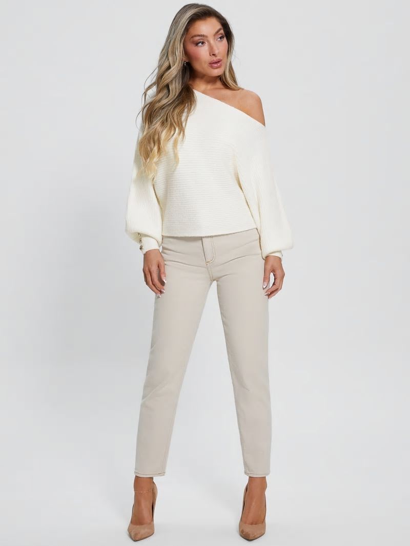 Guess Isadora Off-Shoulder Sweater - Dove White