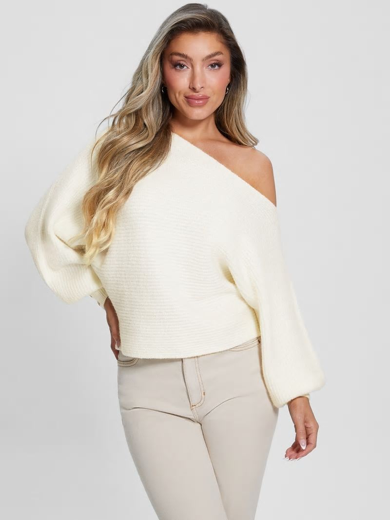 Guess Isadora Off-Shoulder Sweater - Dove White