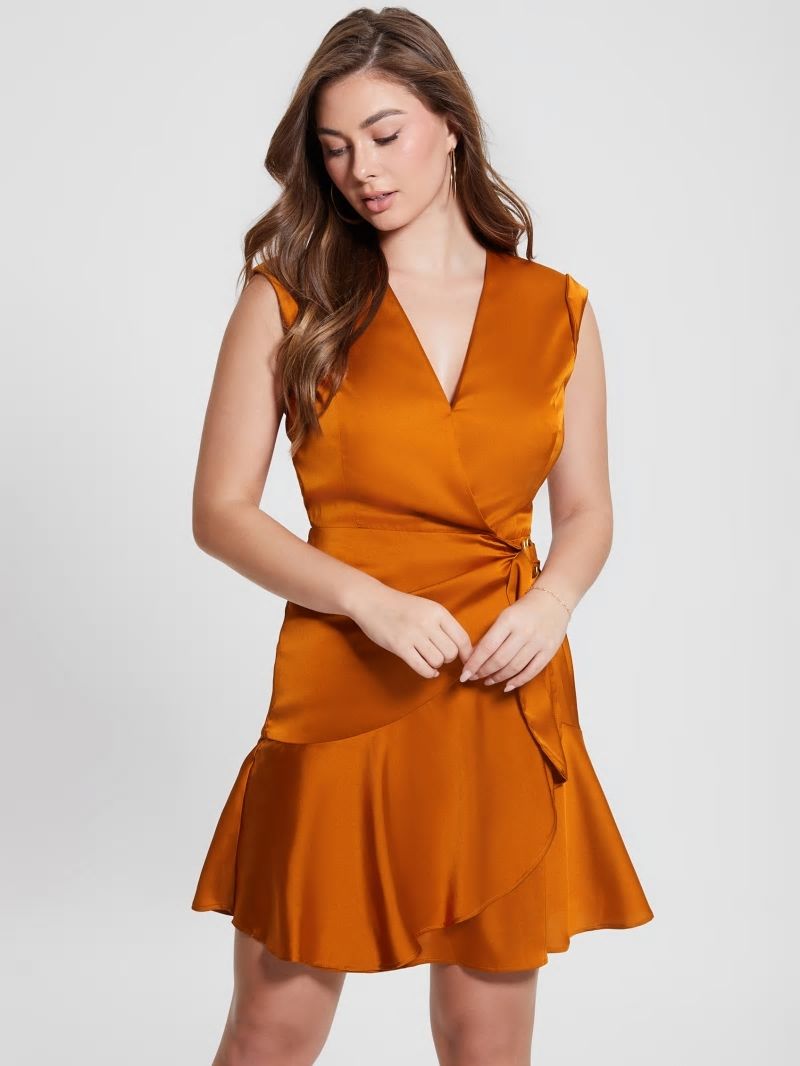 Guess Eco Marlene Satin Dress - Autumn Bloom