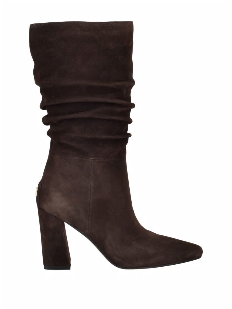 Guess Yeppy Suede Slouch Booties - Dark Brown