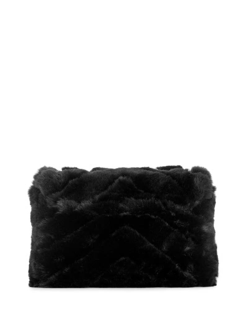 Guess Katine Faux-Fur Mini Convertible Crossbody - Black