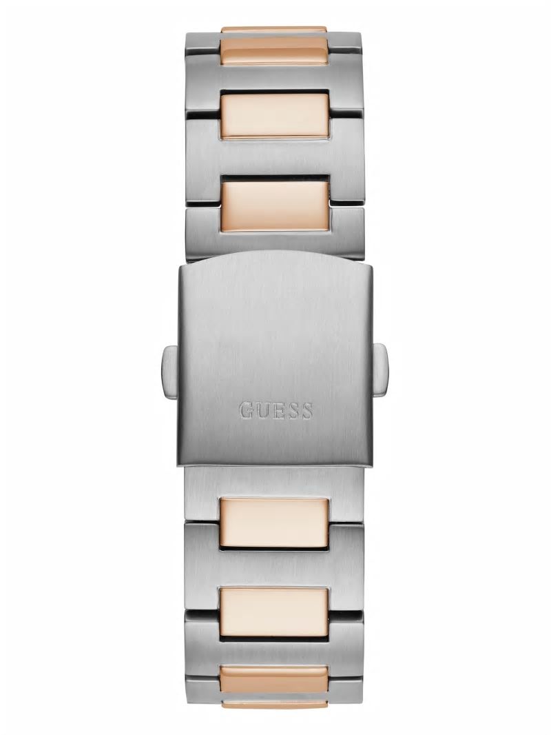 Guess Multi-Tone and Blue Multifunction Watch - Silver