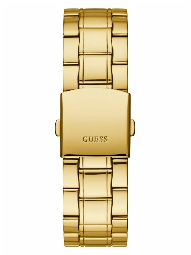 Guess Gold-Tone and Black Diamond Analog Watch - Silver/Gold