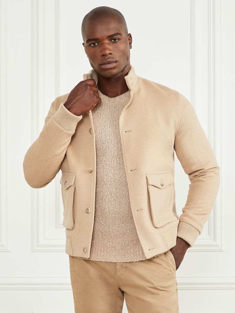 Guess Wool-Blend Utility Jacket - Herb Tan