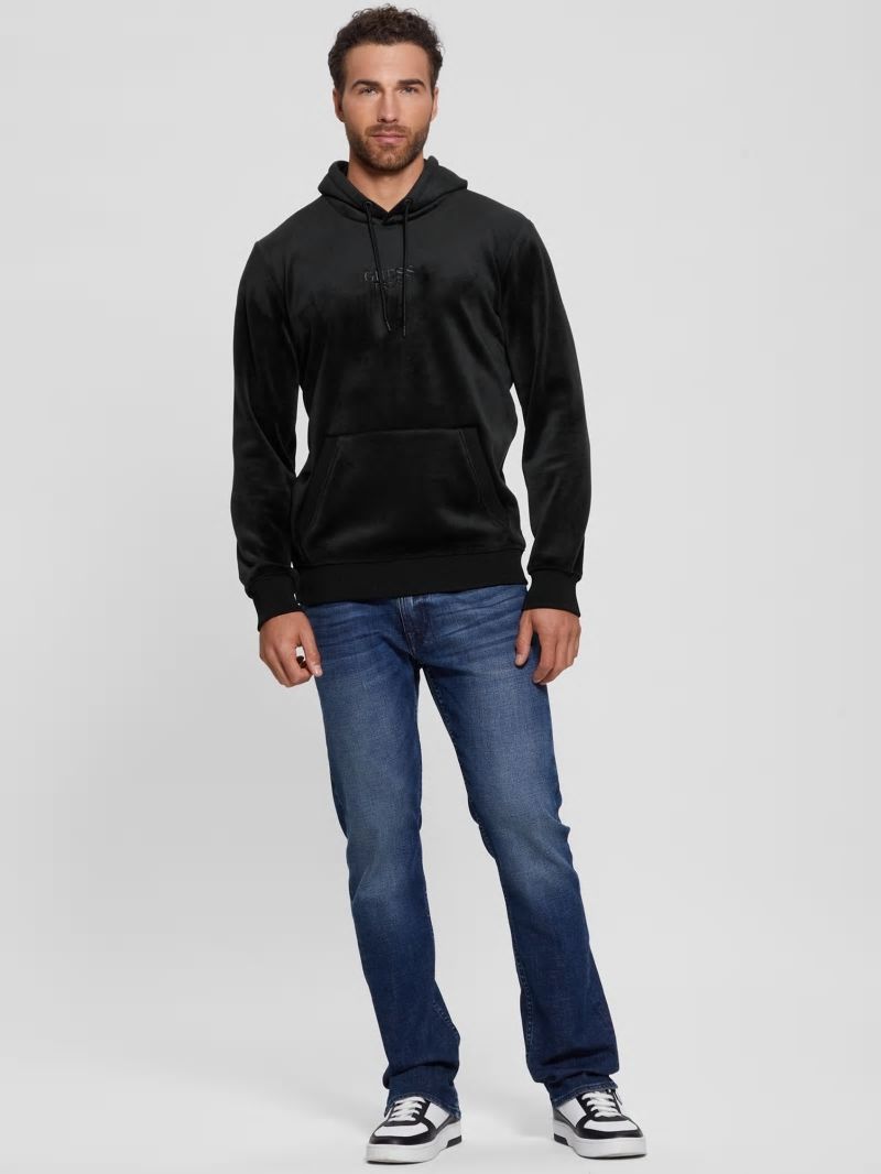 Guess Bonded Velvet GUESS Hoodie - Black