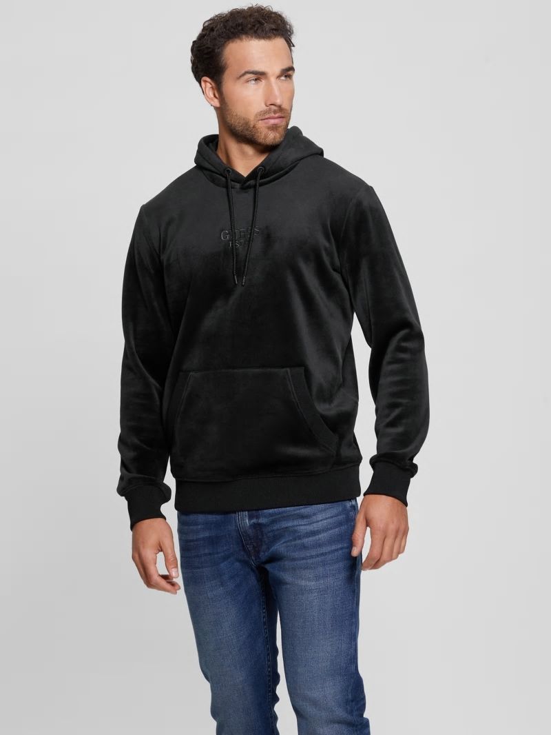 Guess Bonded Velvet GUESS Hoodie - Black