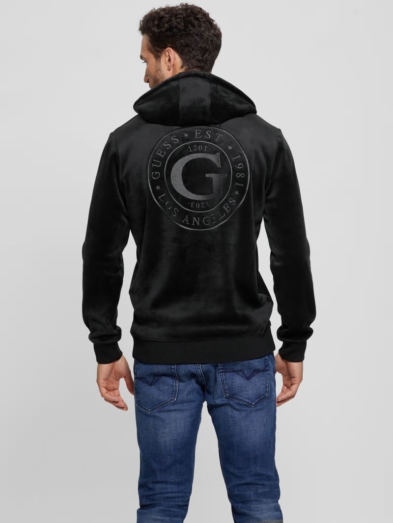 Guess Bonded Velvet GUESS Hoodie - Black