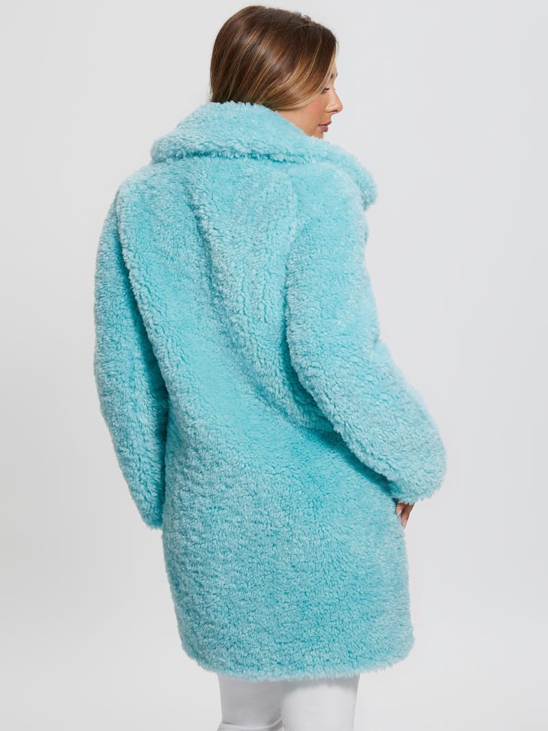 Guess Nives Faux-Fur Coat - Surf Jade Multi