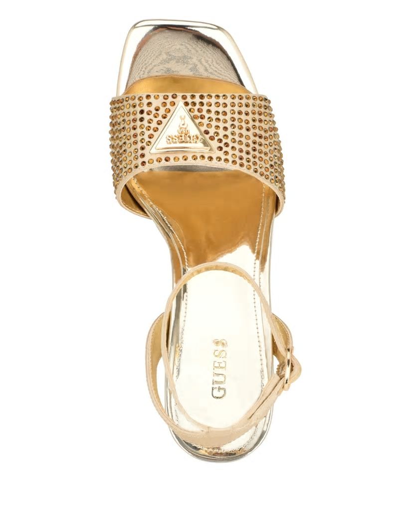 Guess Gelya Triangle Blocked Heels - Gold