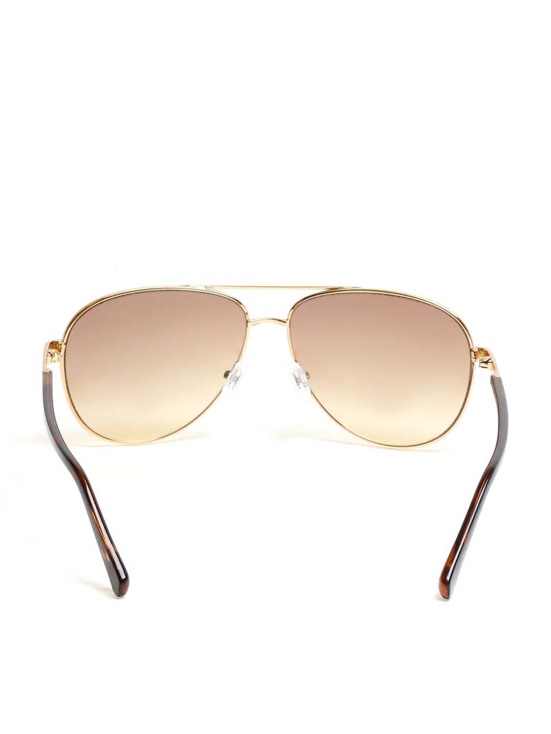 Guess Aviator Metal Sunglasses - Tortoise