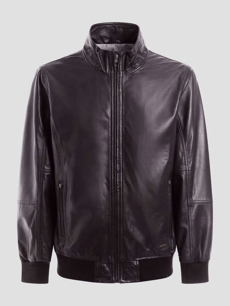 Guess Soft Leather Jacket - Bark Brown