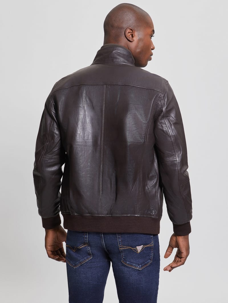 Guess Soft Leather Jacket - Bark Brown