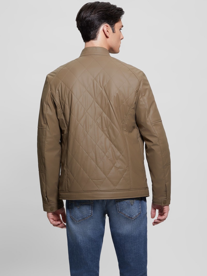 Guess Quilted Biker Jacket - Walnut Shell