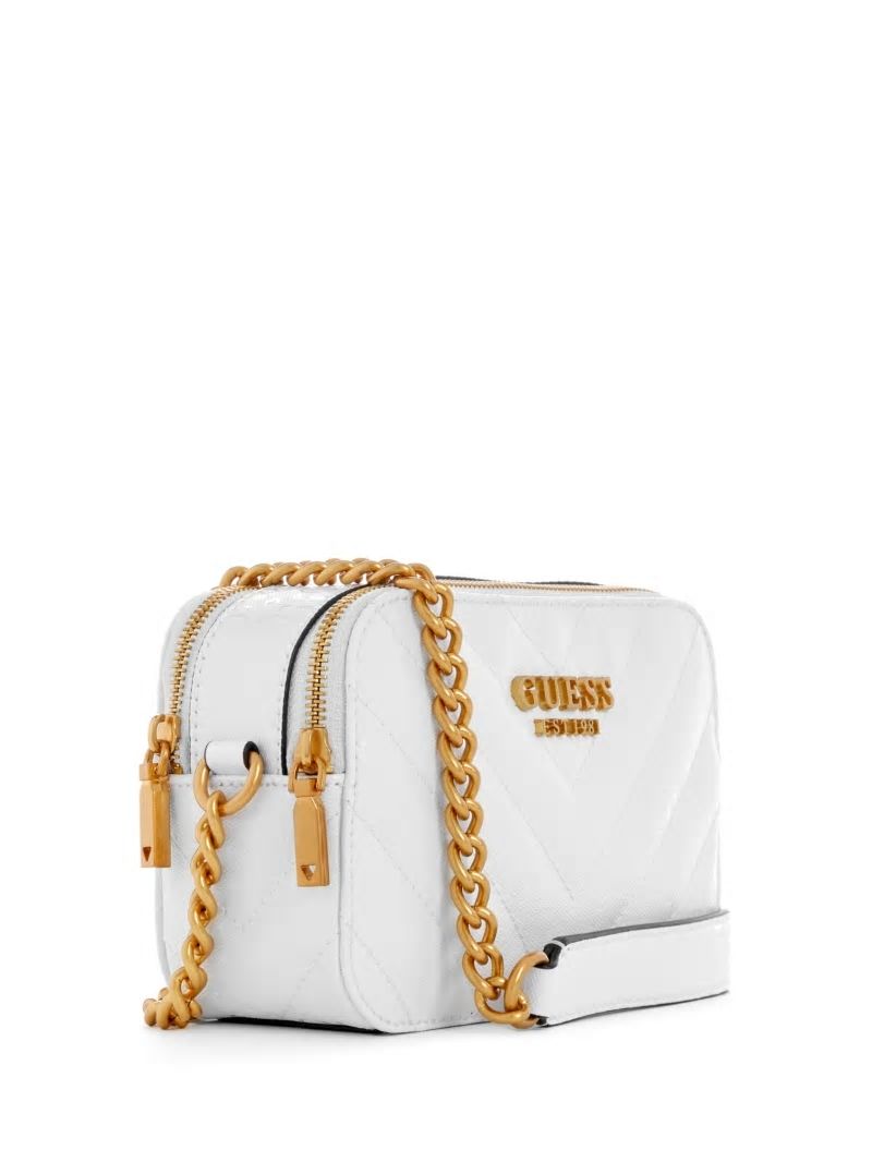 Guess Jania Quilted Camera Crossbody - White