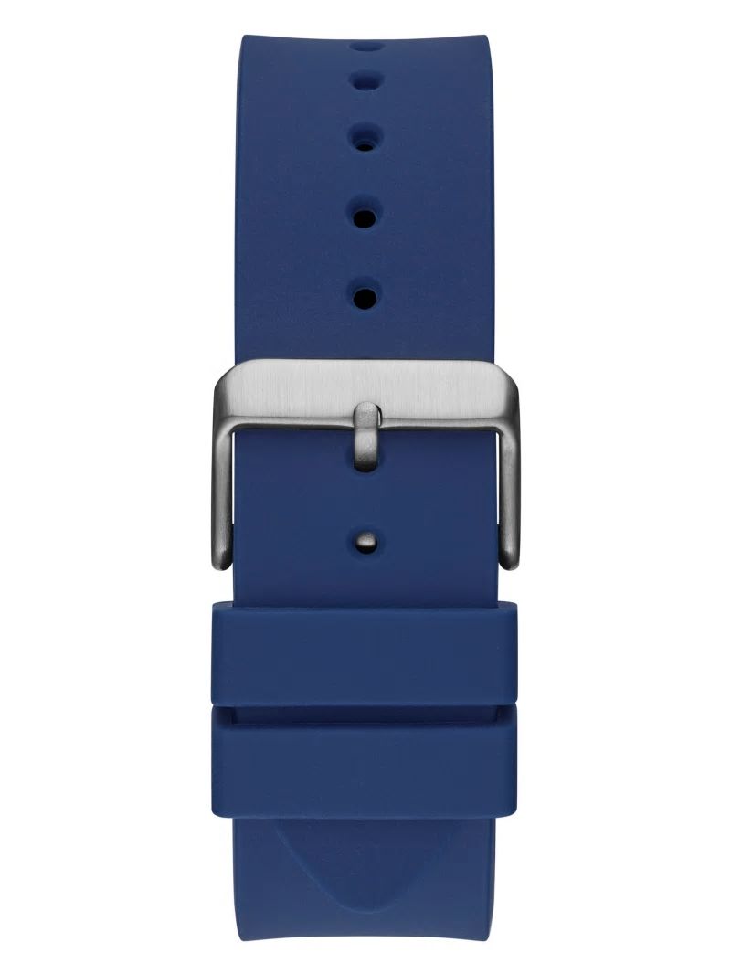 Guess Rose Gold-Tone and Blue Silicone Multifunction Watch - Blue