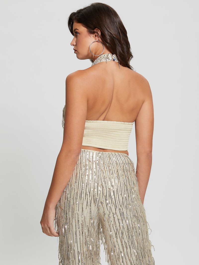 Guess Mia Sequin Top - Off White Multi