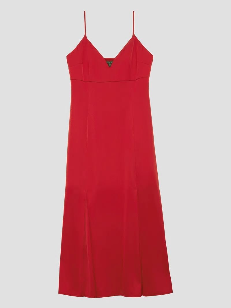 Guess Eco Monique Satin Dress - Chili Red