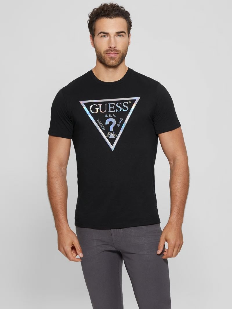 Guess Iridescent Signature Tee - Black