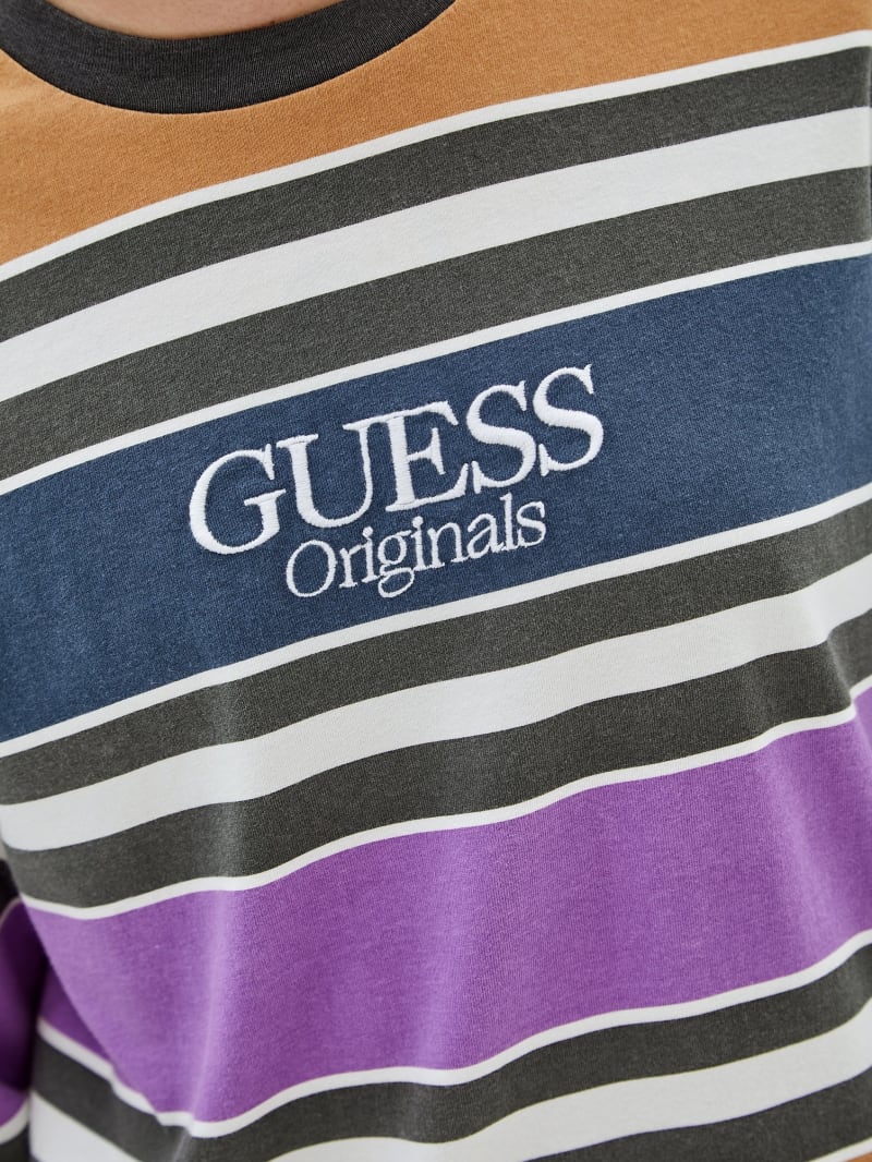 Guess GUESS Originals Block Striped Tee - Pure White Multi