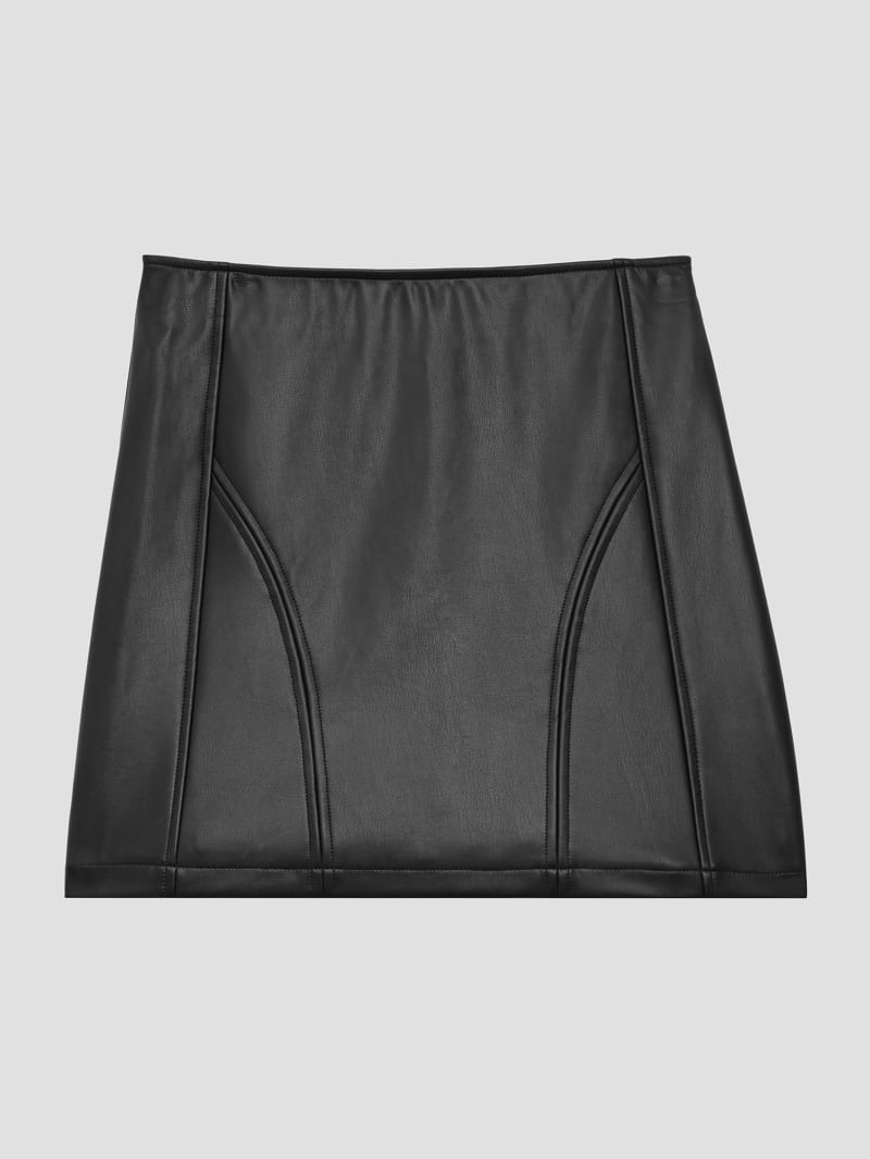 Guess Zue Faux-Leather Mini Skirt - Jet Black Multi