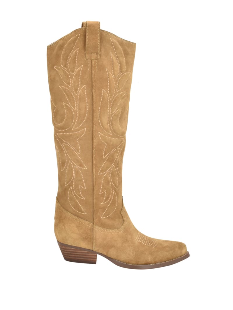 Guess Ginnifer Knee High Cowboy Boots - Medium Brown