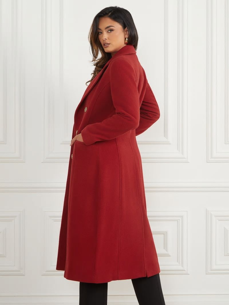 Guess Eliza Wool-Blend Coat - Lacquer Red A503