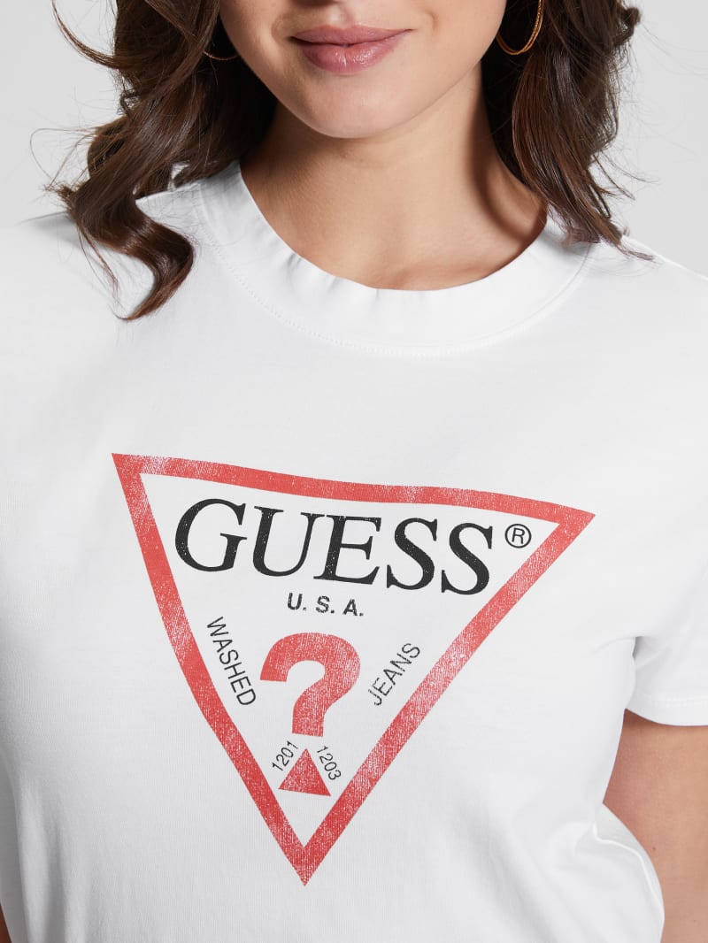 Guess Eco Triangle Logo Tee - Pure White