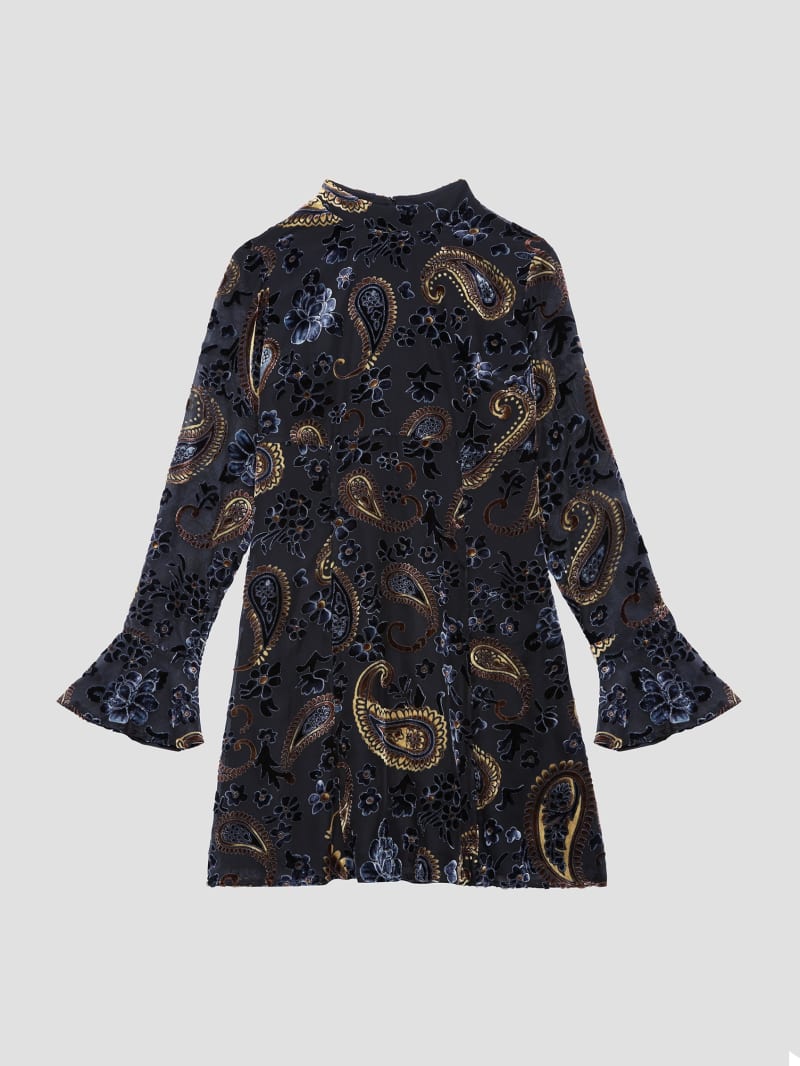 Guess Marina Velvet Paisley Dress - Jet Black Multi