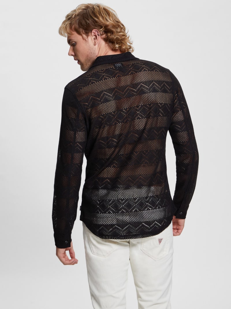 Guess Geo Crochet Shirt - Black