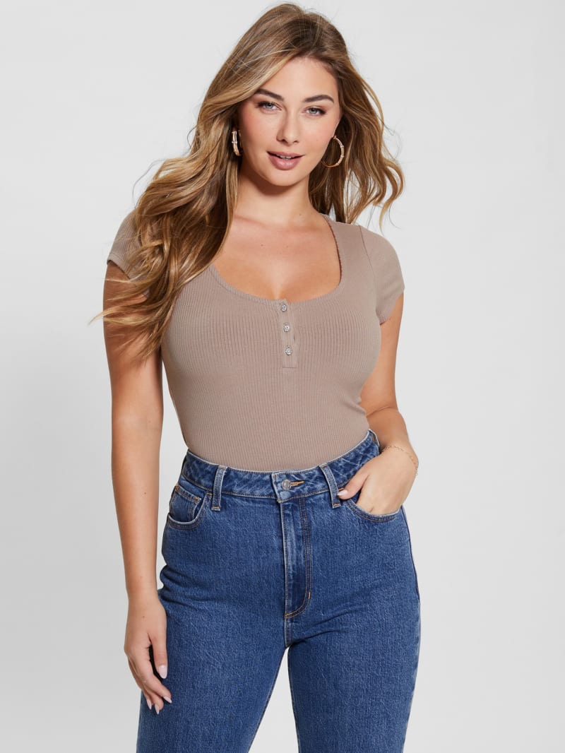 Guess Eco Karlee Henley Tee - Silk Taupe