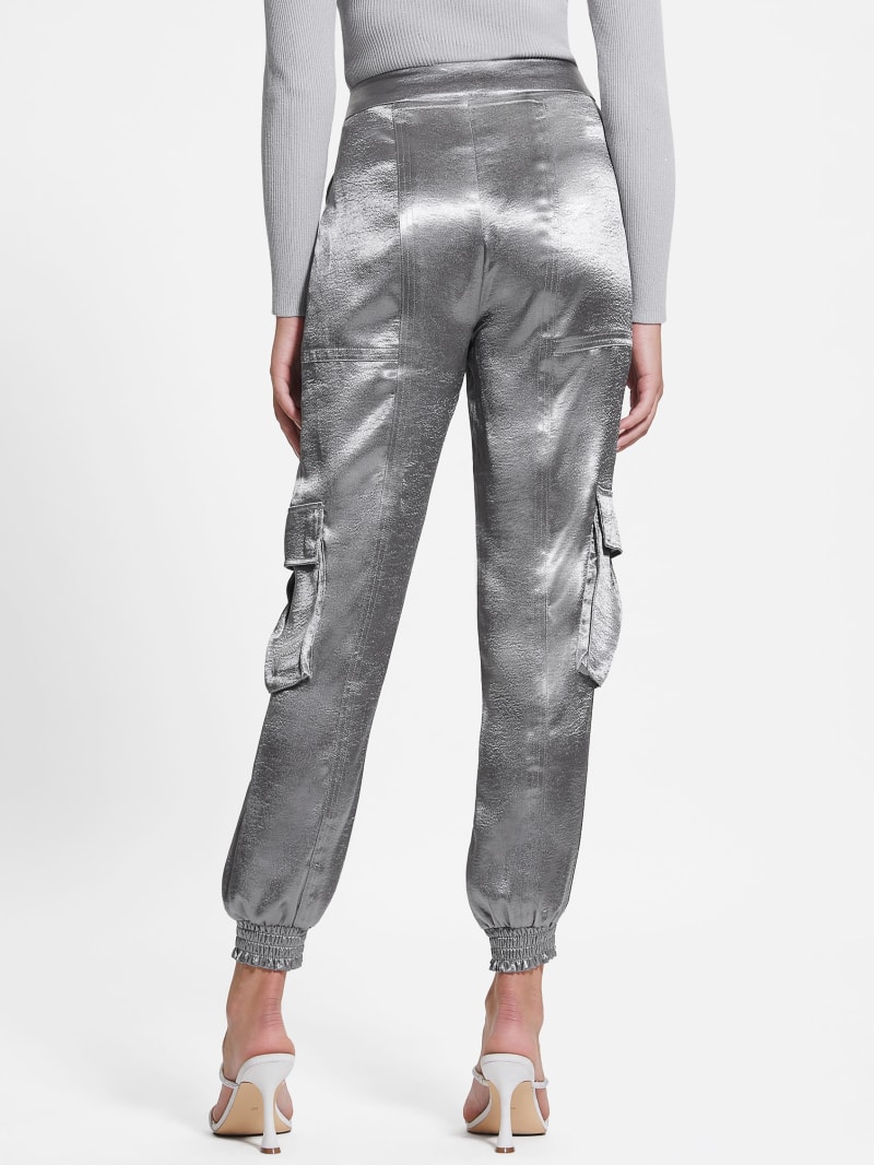 Guess Eco Soundwave Satin Cargo Pants - Metallic