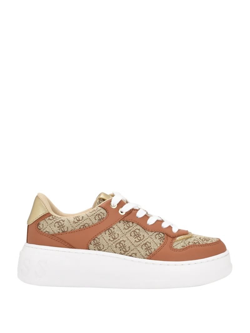 Guess Cleva Logo Low-Top Sneakers - Medium Brown