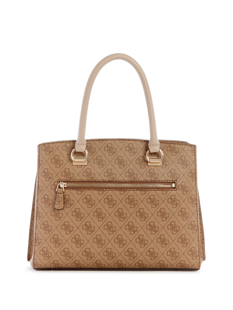 Guess Noelle Quattro G Girlfriend Satchel - Latte Logo