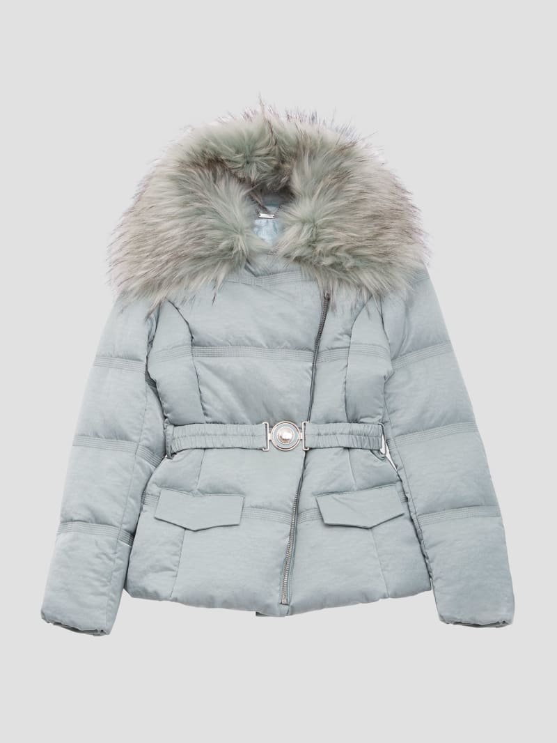 Guess Eco Marisol Belted Puffer Jacket - Full Grey Multi