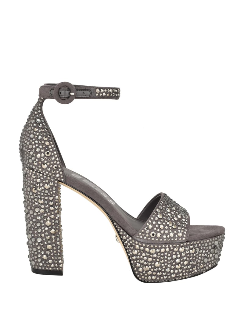 Guess Setone Rhinestone Platform Heels - Medium Grey