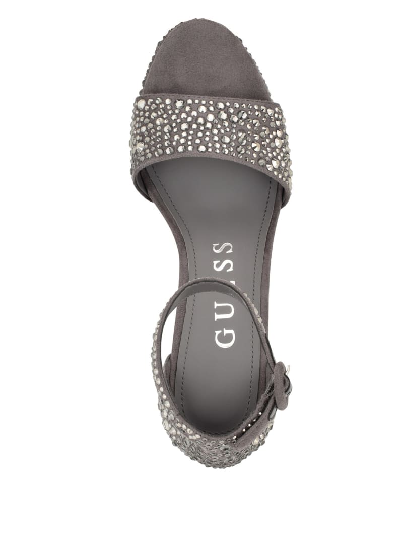 Guess Setone Rhinestone Platform Heels - Medium Grey