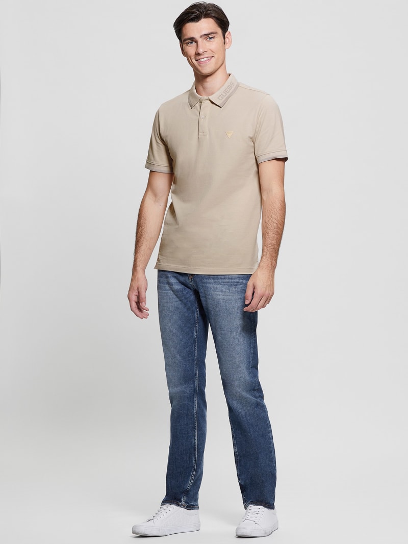 Guess Eco Lyle Logo Polo - Light Oak