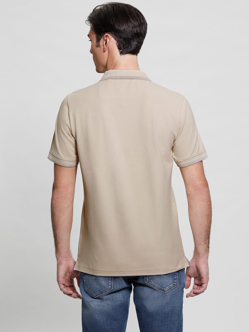 Guess Eco Lyle Logo Polo - Light Oak