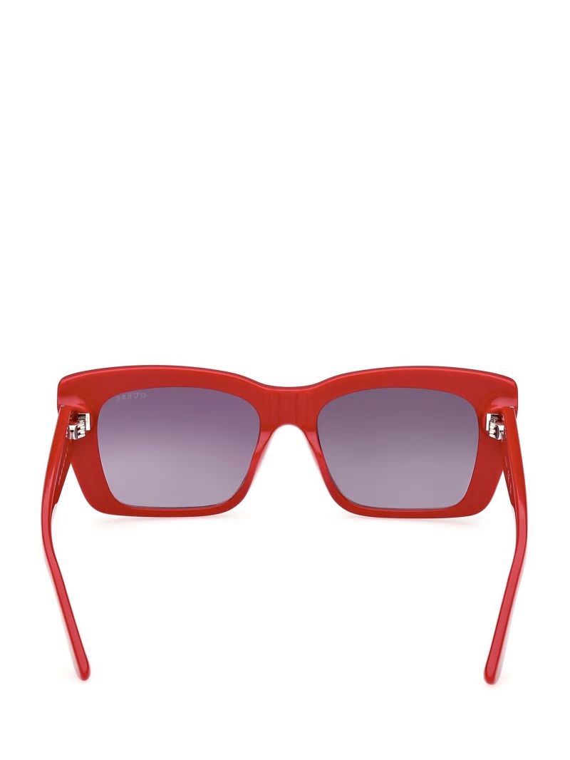 Guess Square Logo Print Plastic Sunglasses - Red