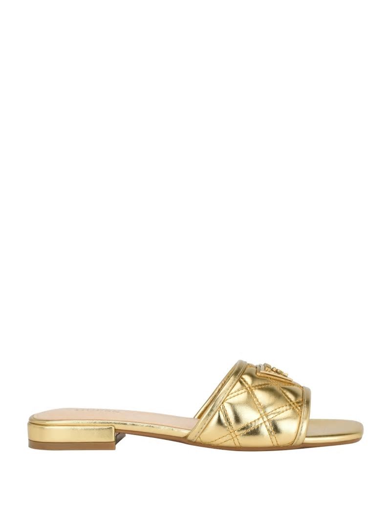 Guess Tameli Icon Slide Sandals - Gold