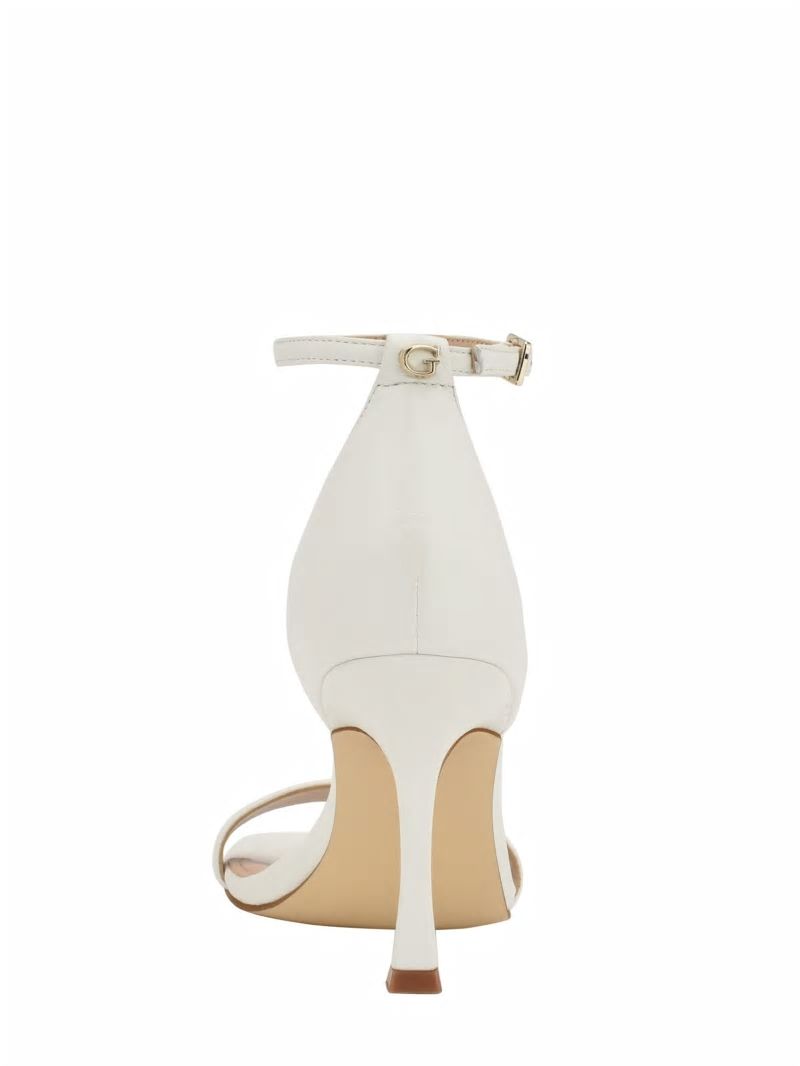 Guess Yael Leather Heels - White Graffiti