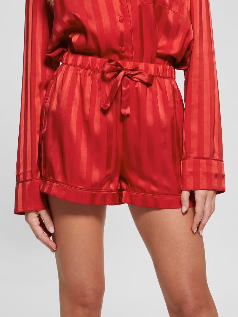 Guess Eco Satin Shorts PJ Set - Rugby Red