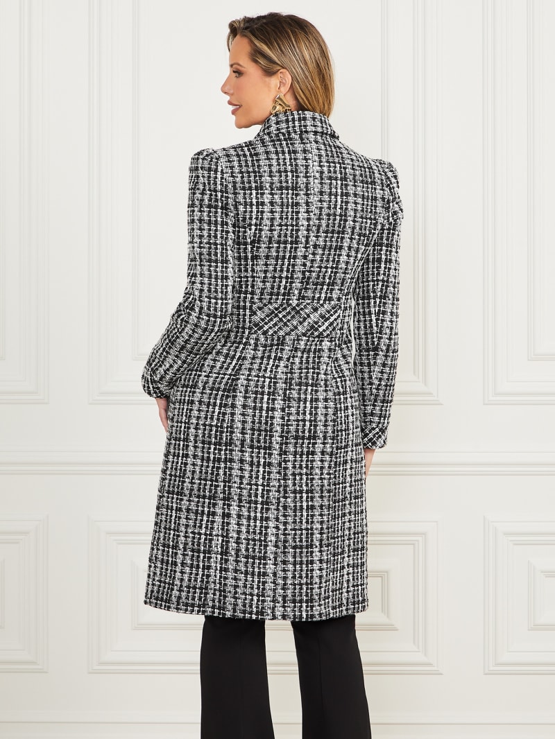 Guess Megan Tweed Coat - Check Black And White