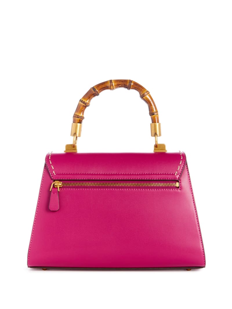 Guess Stephi Bamboo Handle Mini Satchel - Magenta