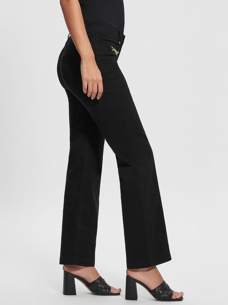 Guess Sateen Chain Sexy Bootcut Pants - Black