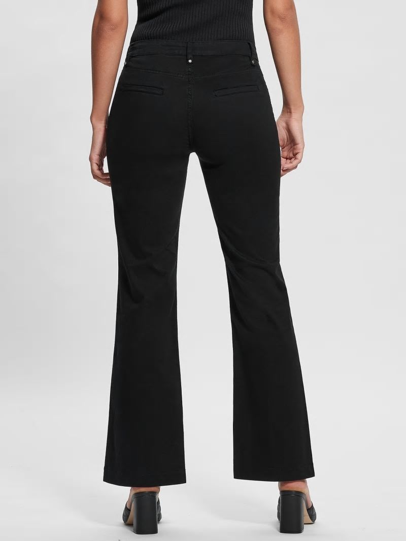 Guess Sateen Chain Sexy Bootcut Pants - Black