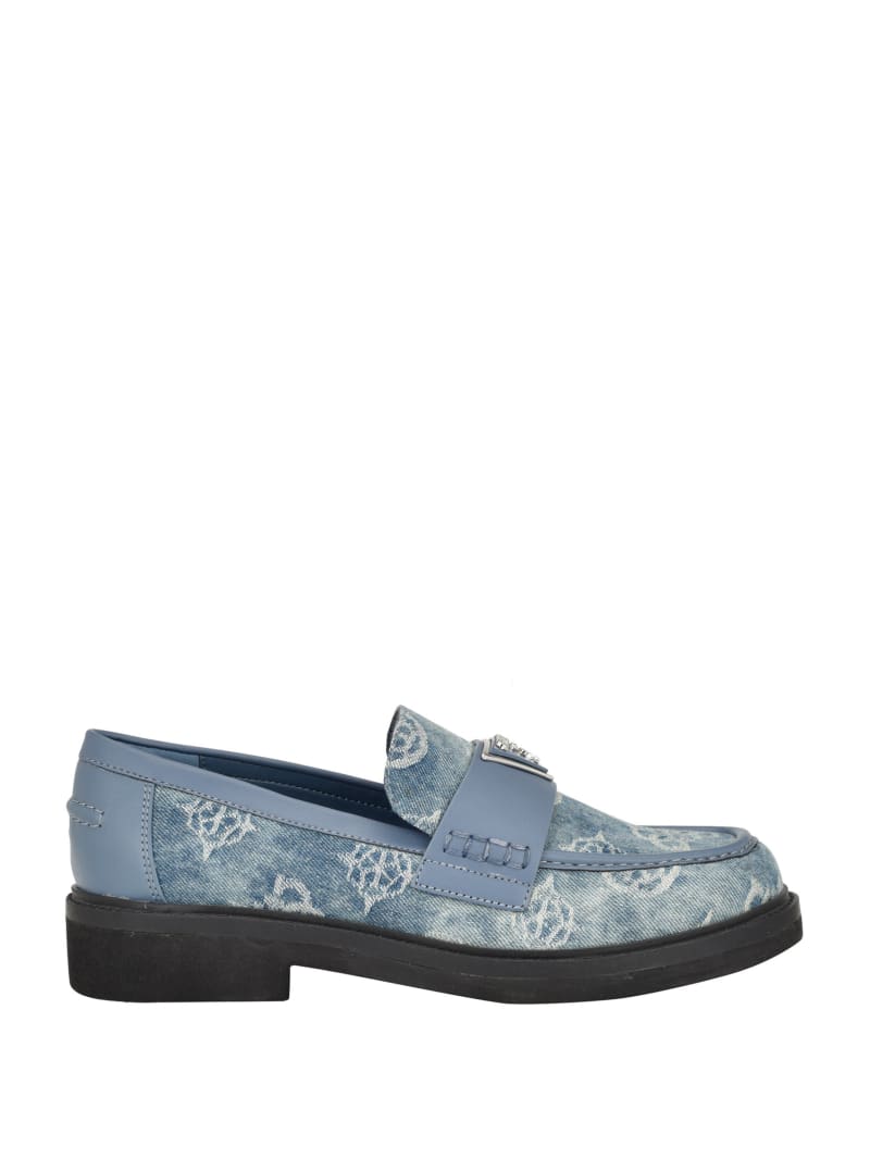 Guess Shatha Denim Peony Triangle Loafers - Denim Tie Dye