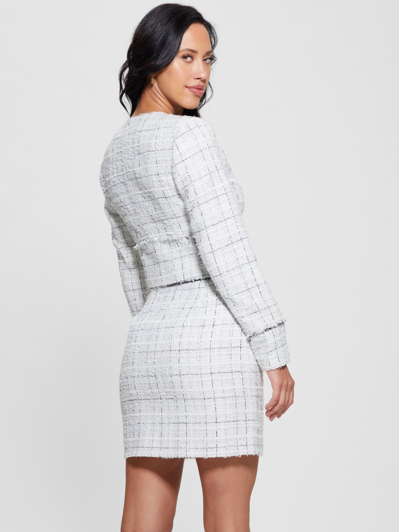 Guess Eco Sofia Tweed Jacket - Check Tweed White Combo